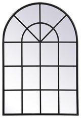 Elegant Decor Motif 47" x 32" Mid Century Metal Windowpane Frame Mirror in Black