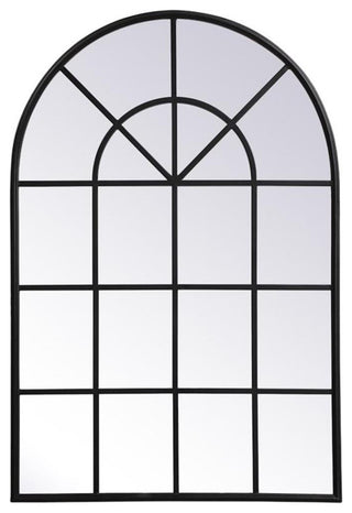 Elegant Decor Motif 47" x 32" Mid Century Metal Windowpane Frame Mirror in Black