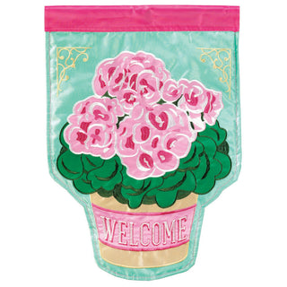Welcome Potted Geraniums, Polyester, Garden