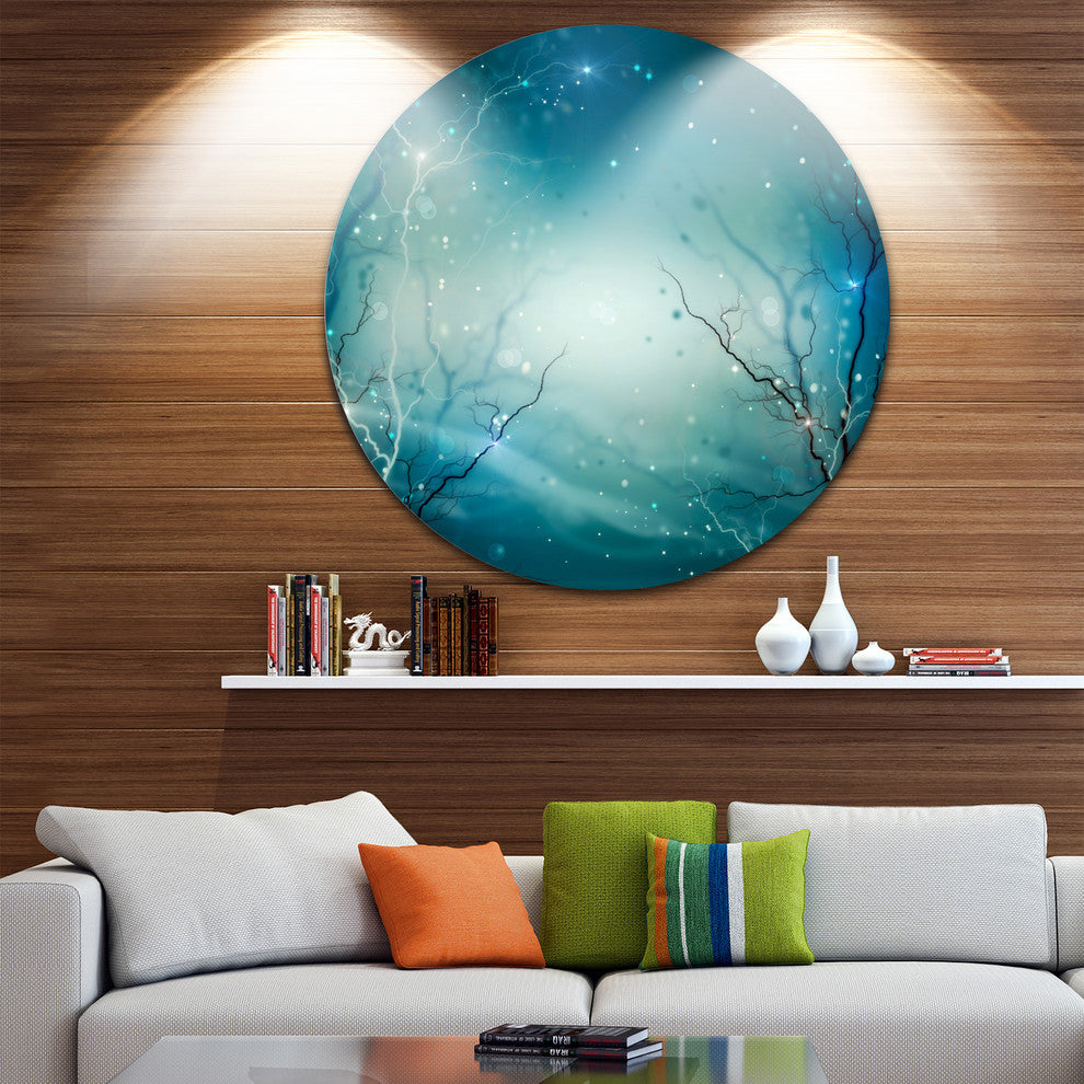 Blue Winter Fantasy Forest, Landscape Photo Disc Metal Wall Art, 11"