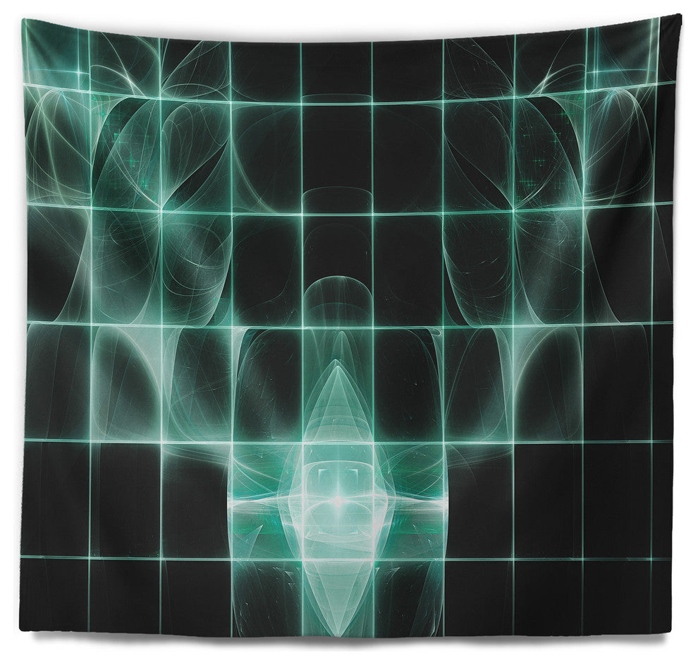 Blue Bat on Rader Screen Abstract Wall Tapestry, 60"x50"