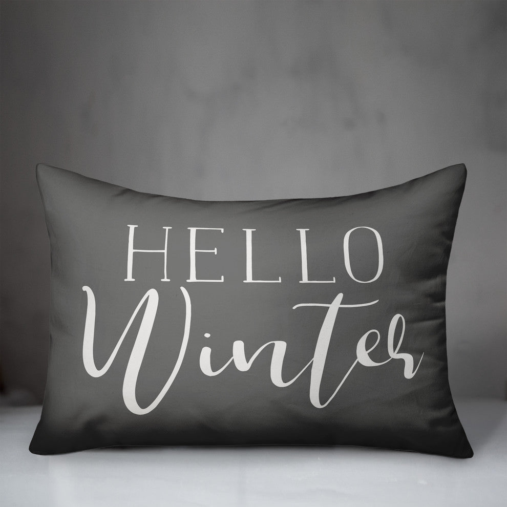 Hello Winter 14"x20" Throw Pillow