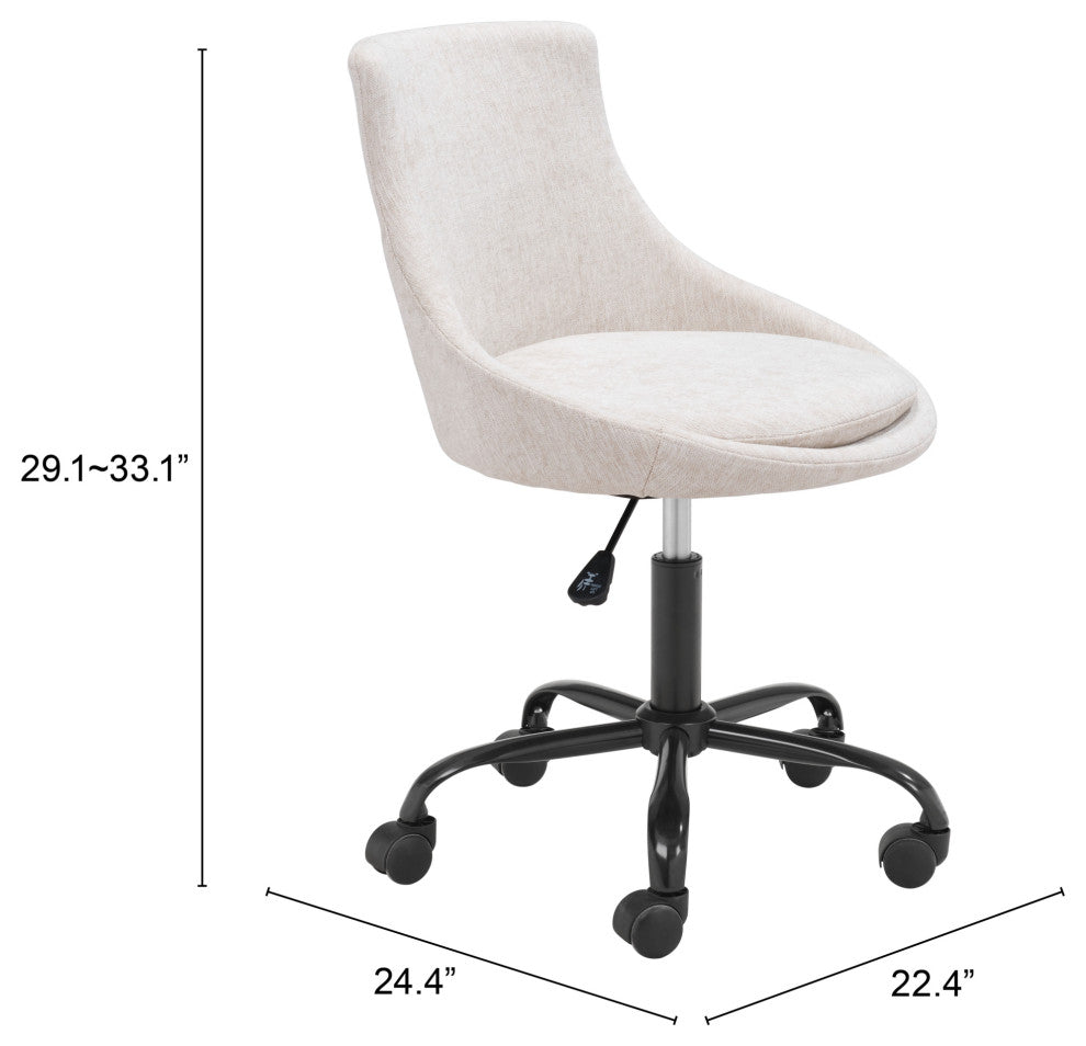 Computer Work Chair, Steel Metal, Fabric, Beige, Black, Home Business Office