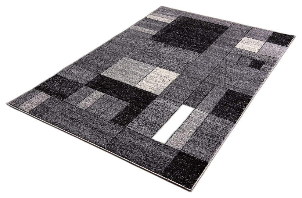 8"x11" Gray Distressed Geometric Area Rug