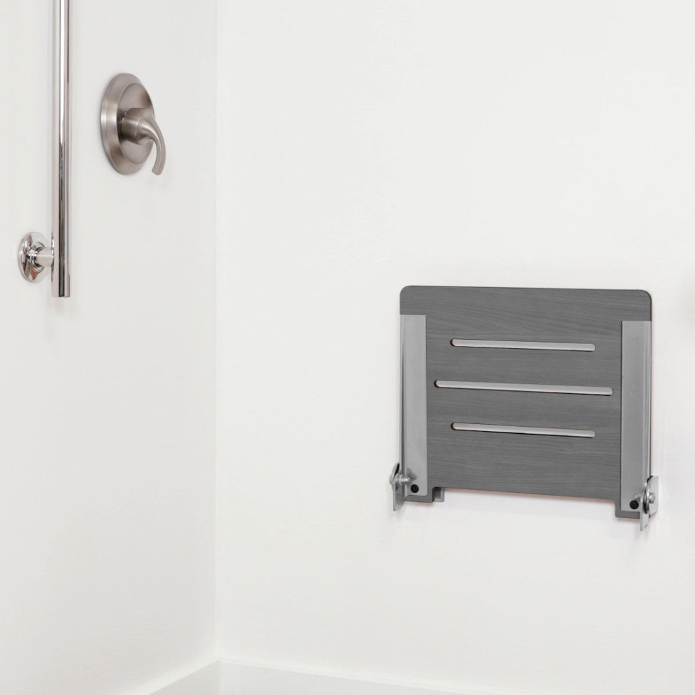 Seachrome SlimLine Folding Wall Mount Shower Seat, Gray Seat With Silver Frame