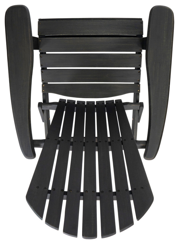 GDF Studio Hillary Dark Gray Acacia Wood Folding Adirondack Chair, Single