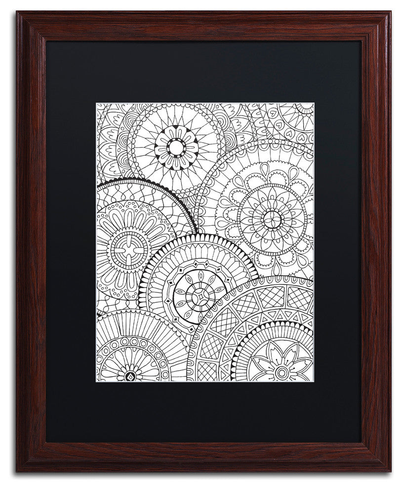 Hello Angel ''Page of Mandalas'' Art, Wood Frame, Black Mat, 20x16