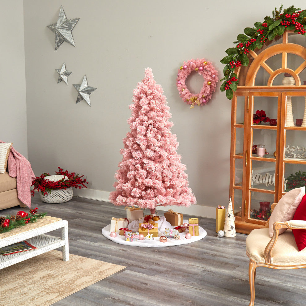 7' Holiday Pink Cashmere Artificial Christmas Tree With 300 LED lights
