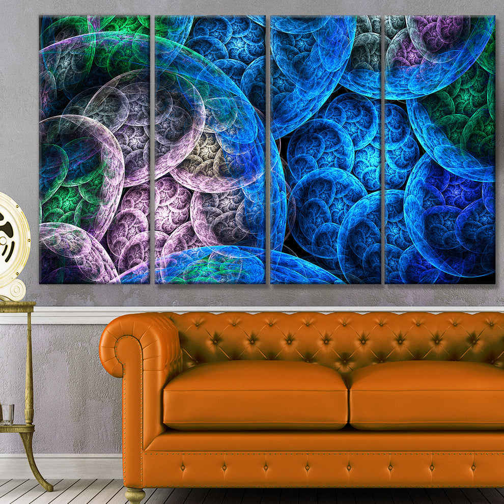 Dramatic Colorful Fractal Clouds, Abstract Canvas Art Print, 48"x28", 4 Panels