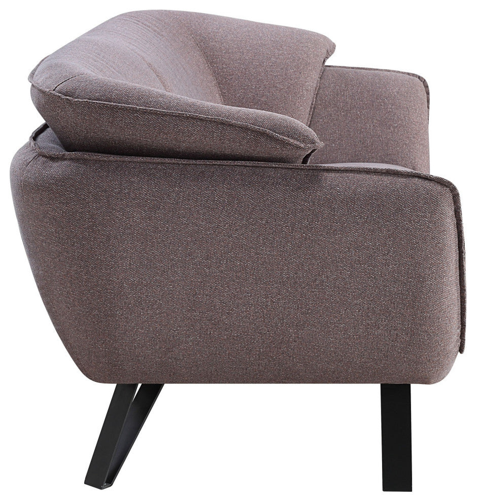 Benzara BM262225 Sofa With Slight Flared Arms and Angled Metal Legs, Gray