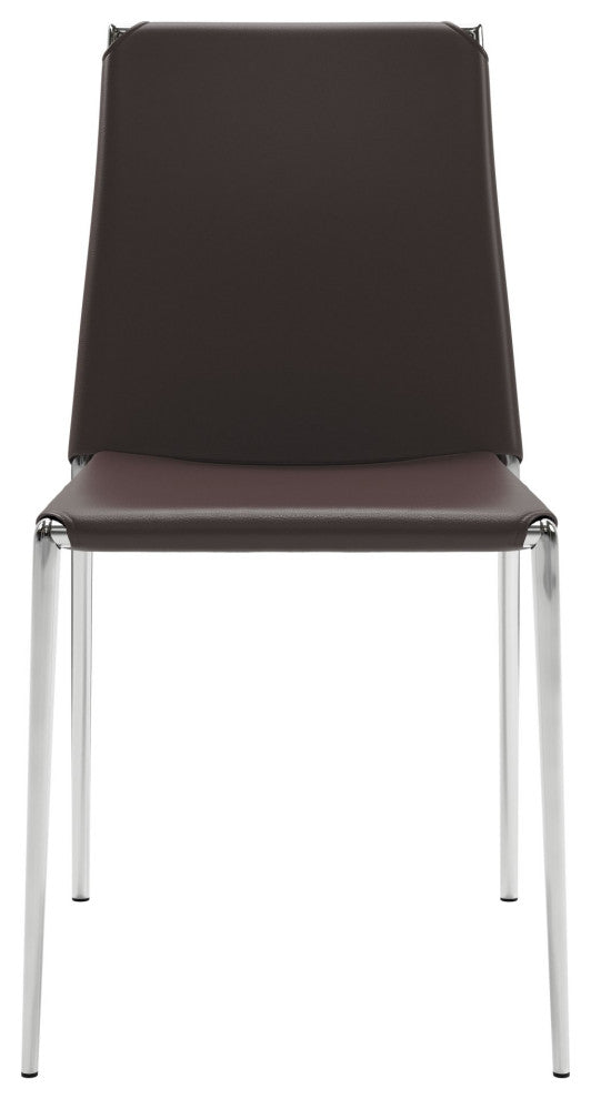 Dining Chair, Set of 4, Steel Metal, Fabric, Brown Black Chrome, Cafe Bistro
