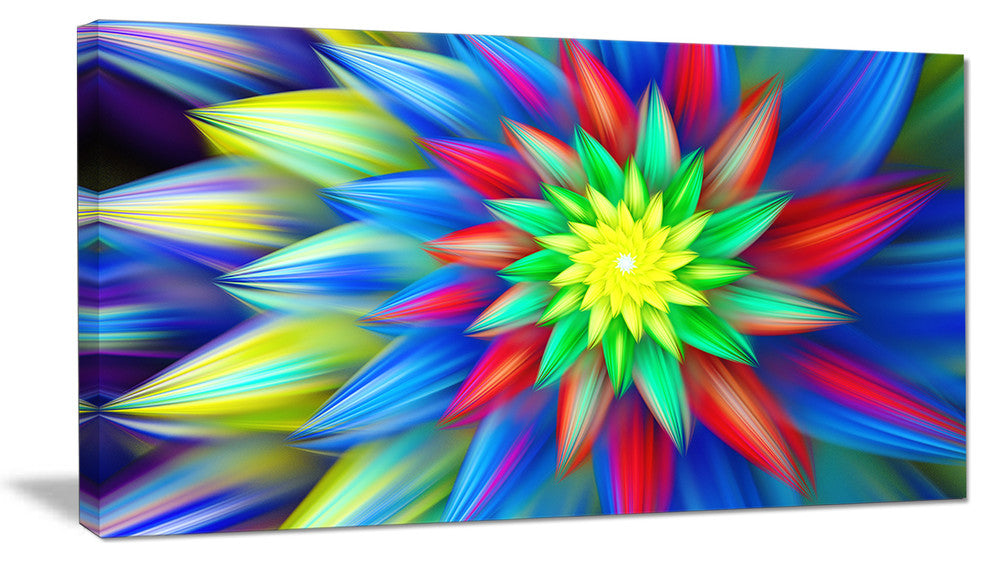 Dance of Bright Multi Color Flower, Large Floral Canvas Art Print, 60"x28"