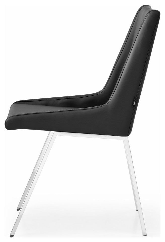 Modern Fiore Dining Chair in Black Leatherette and Chrome