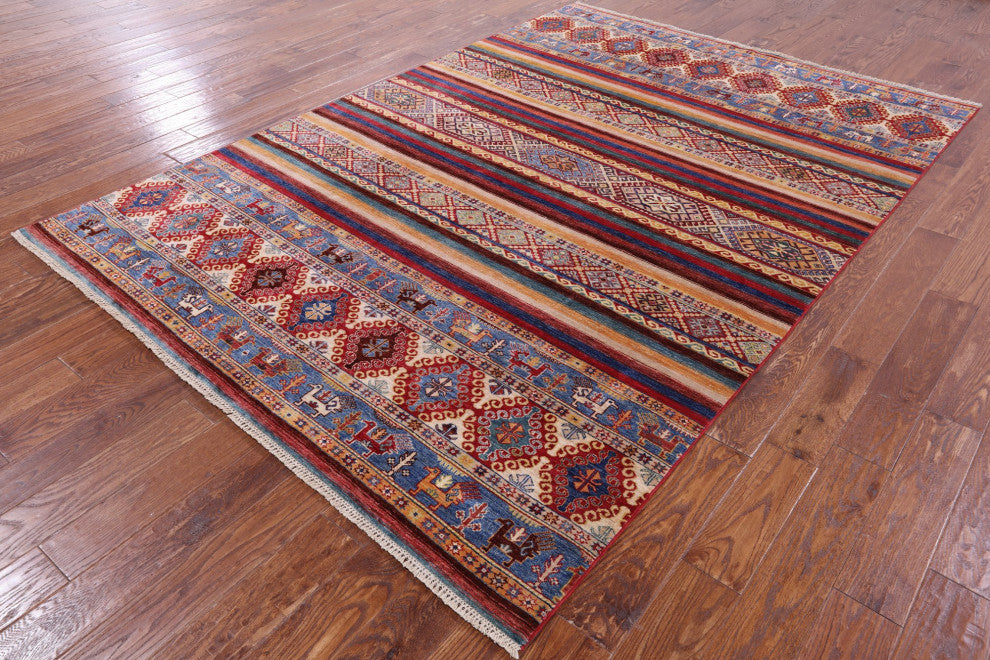 6' 8" X 9' 9" Tribal Persian Gabbeh Hand Knotted Rug Q7580