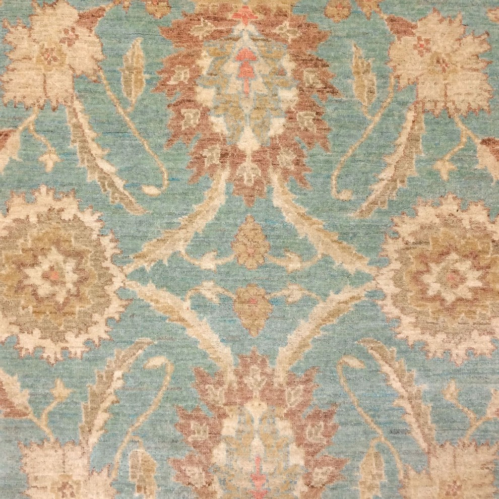 Peshawar Sherman Light Blue Hand-Knotted Rug, 8'0x10'8