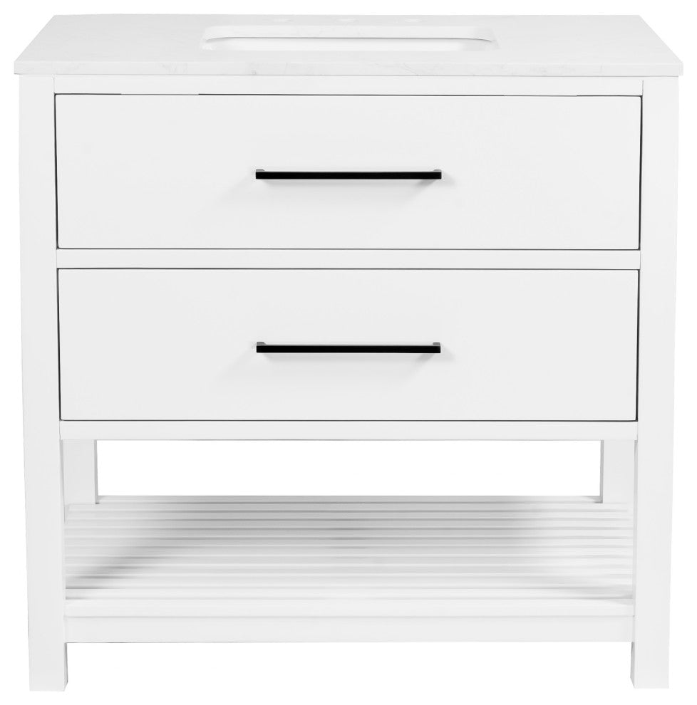 Hudson 36" Vanity, White, Engineered Marble