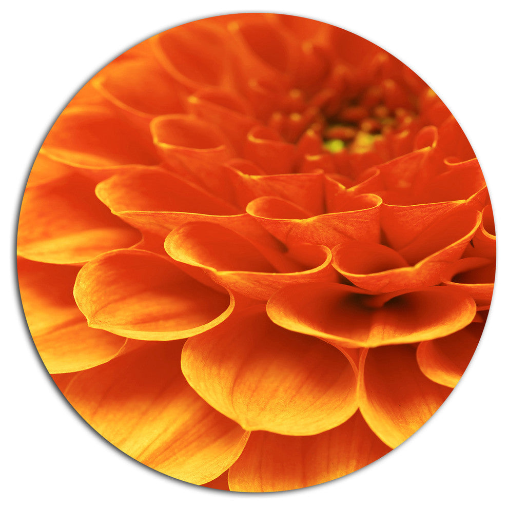 Dark Abstract Yellow Flower Petals, Modern Floral Round Wall Art, 11"