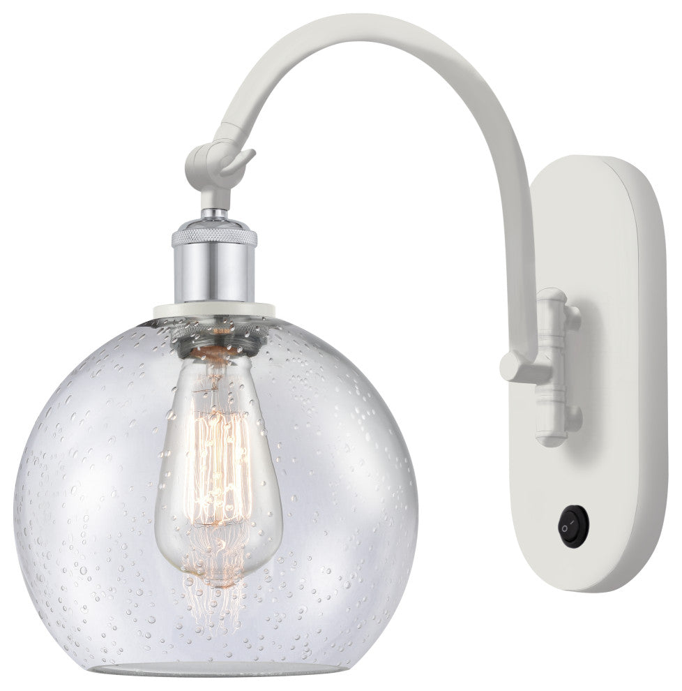 Innovations 518-1W-WPC-G124-8 1-Light Sconce, White and Polished Chrome