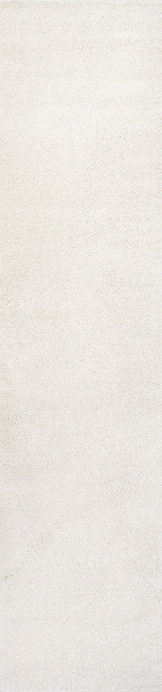Haze Solid Low-Pile Runner Rug, Cream, 2 X 8