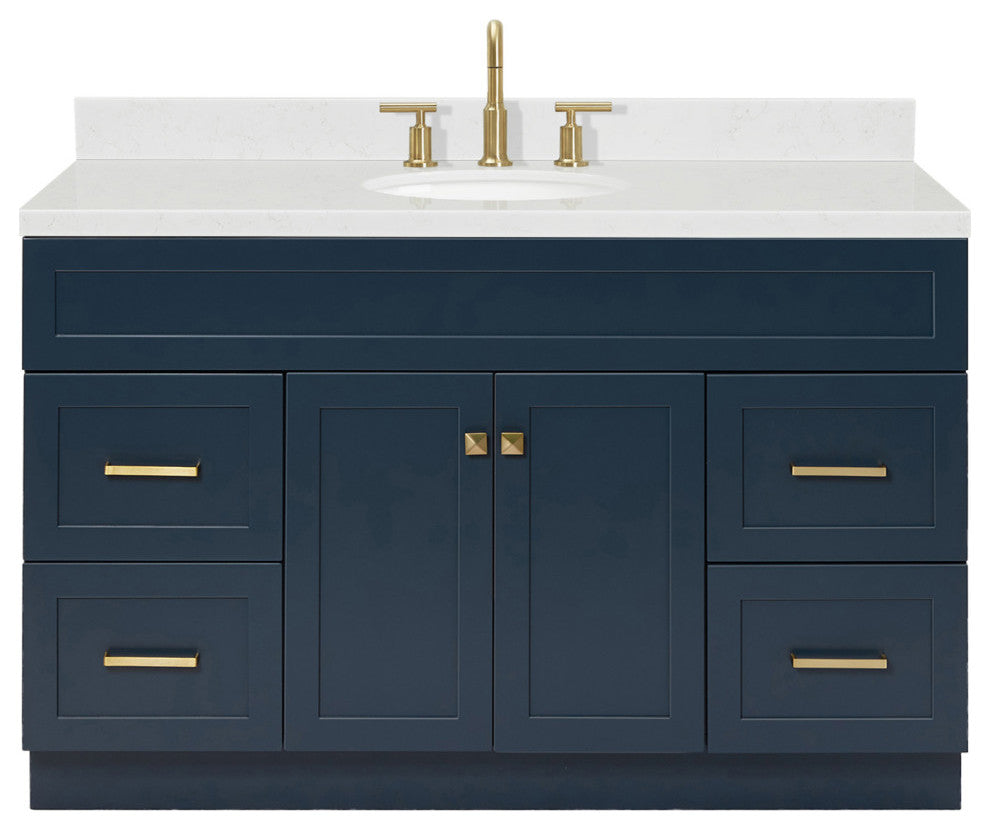 Ariel Hamlet 54" Single Oval Sink Bathroom Vanity, Carrara Quartz