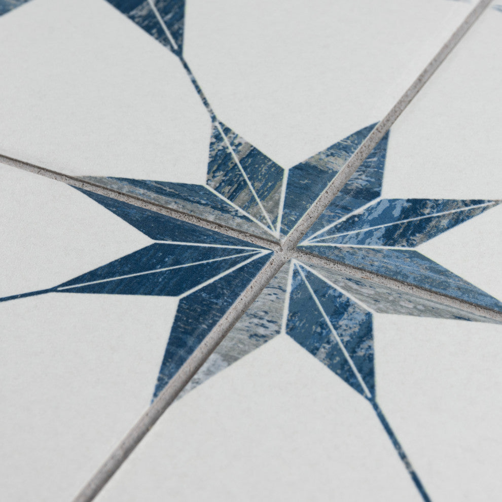 Cassis Stella Porcelain Floor and Wall Tile, Blue