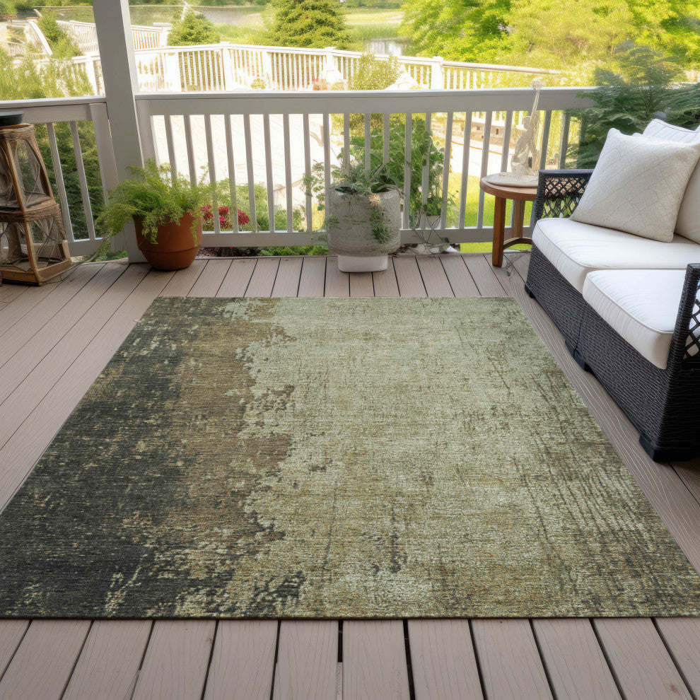Machine Washable Indoor/Outdoor Chantille ACN1904 Olive 2'6" x 3'10" Rug