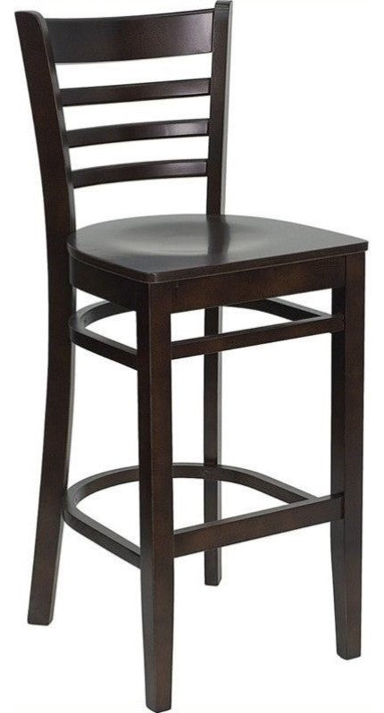 Ladder Back Walnut Wood Restaurant Barstool