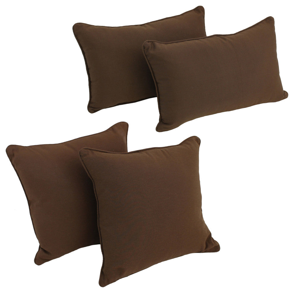 Double-Corded Solid Twill Throw Pillows With Inserts, Set of 4, Chocolate
