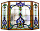 Chloe-Lighting Tiffany-Glass 3-Piece Folding Victorian Fireplace Screen