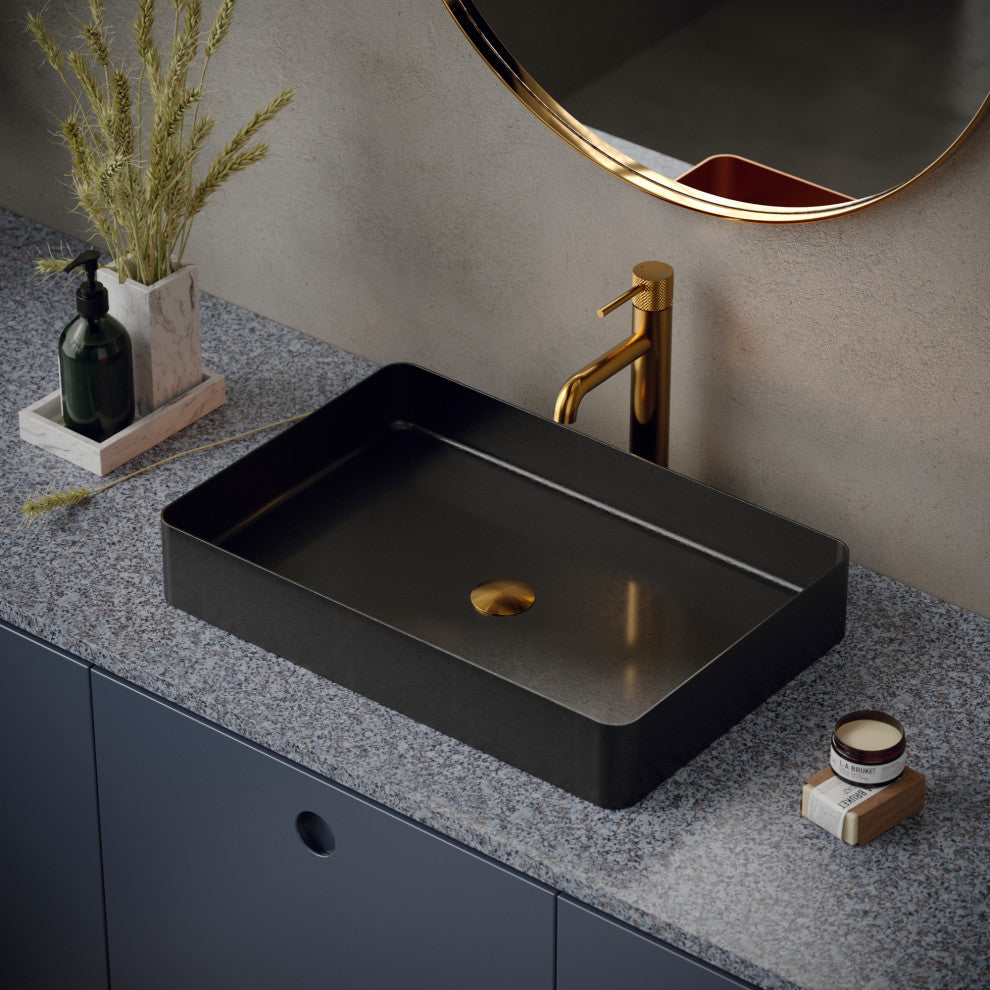 Karran 1-Handle 1-Hole Vessel Faucet With Pop-up Drain, Gold