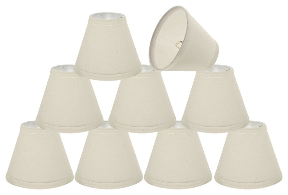 32118-9 Hardback Empire Chandelier Clip On Lamp Shade Off White Cotton 3"x6"x5"