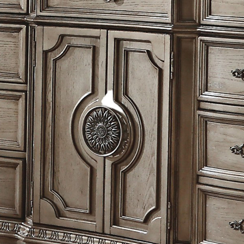 ACME Northville Dresser with Wooden Top, Antique Champagne