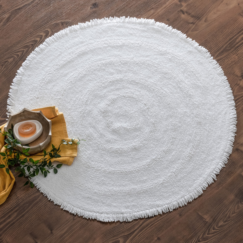 Hartley Machine Tufted Bath Mat, White, 36"x36"