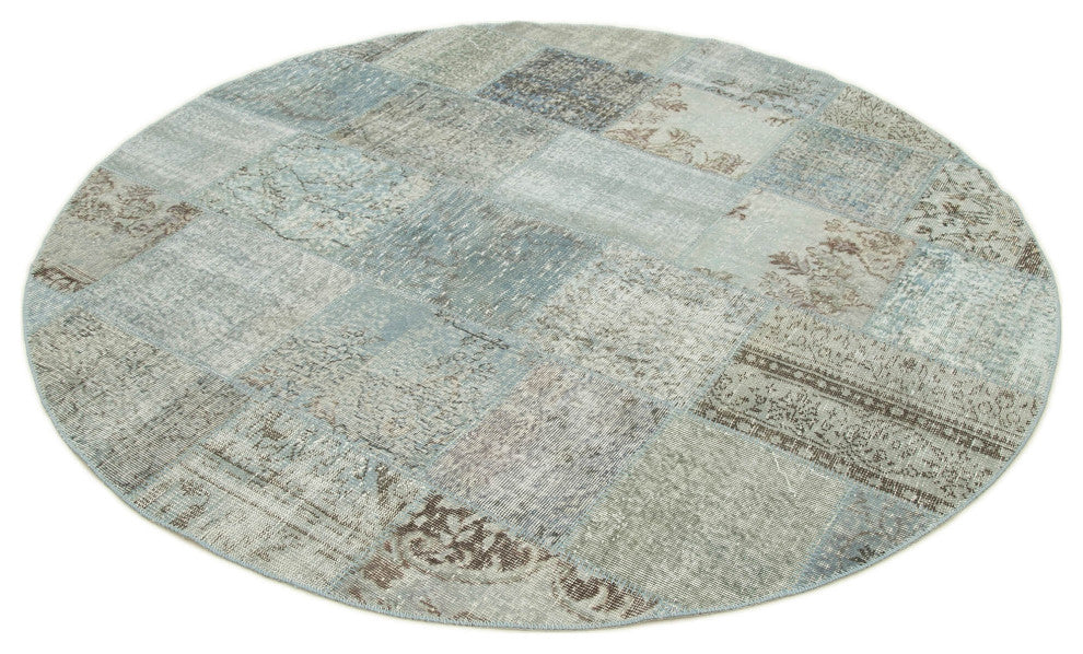 Rug N Carpet - Handmade Anatolian 7' 1" x 7' 1" Contemporary Round Patchwork Rug