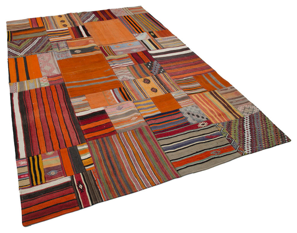 Rug N Carpet - Handmade Turkish 6' 7'' x 9' 10'' Vintage Patchwork Kilim Rug
