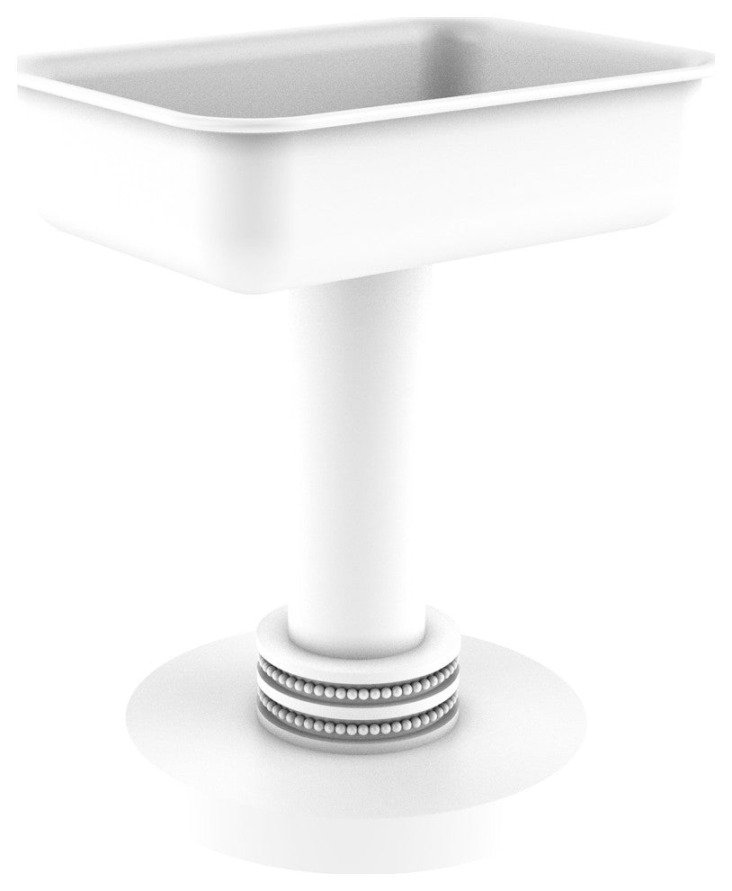 Vanity Top Soap Dish with Dotted Accents, Matte White