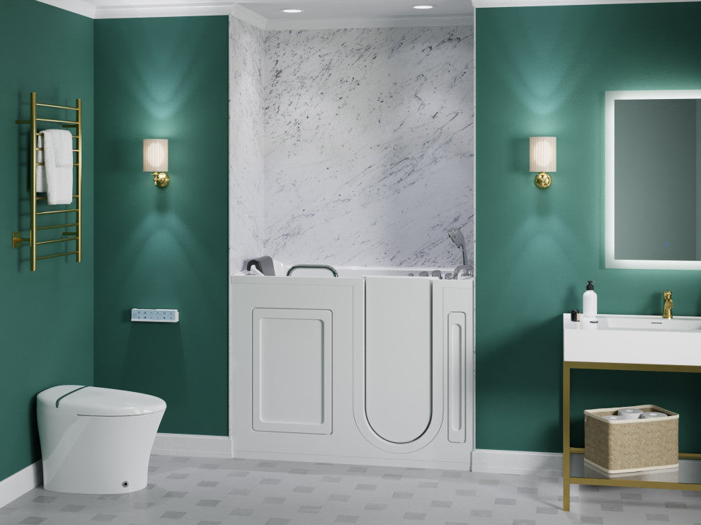 Left Drain Fully Loaded Walk-in Bathtub With Air and Water Jets, 2753 V2 Right Drain