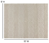 Casey Collection Rectangle 8' x 10' Ivory Geometric Design Handwoven Area Rug