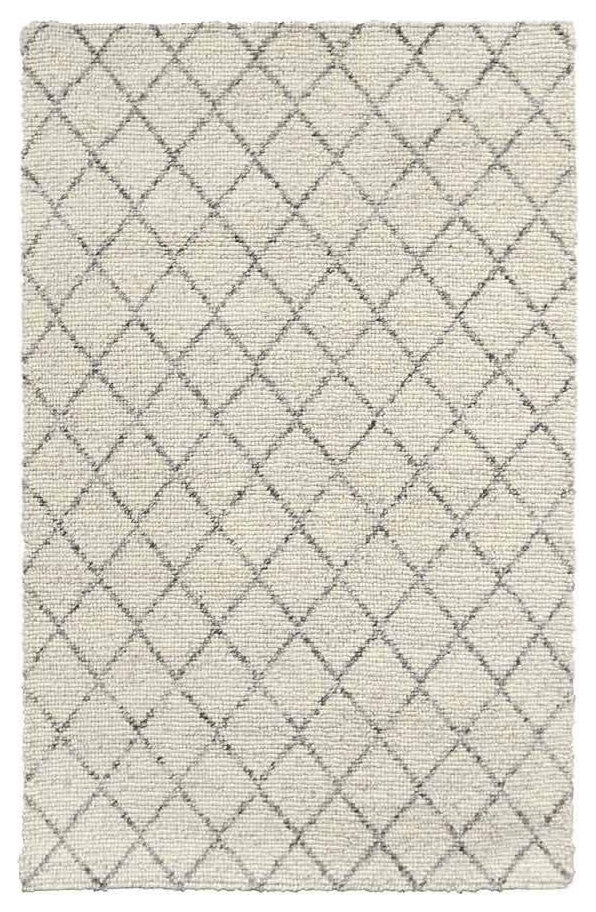 Classic Home Diamond Looped Wool Ivory Rug, 8'x10'