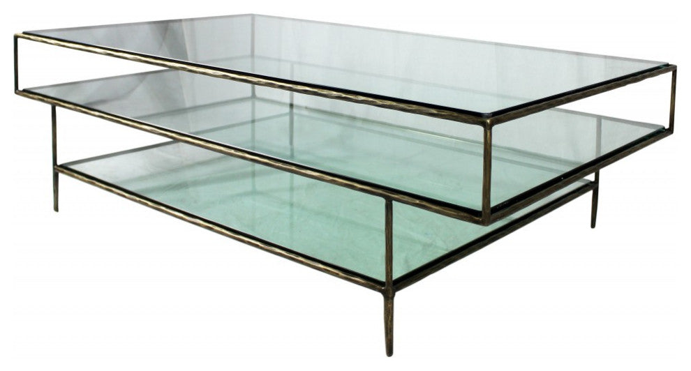 Clear Glass Triple Layered Coffee Table