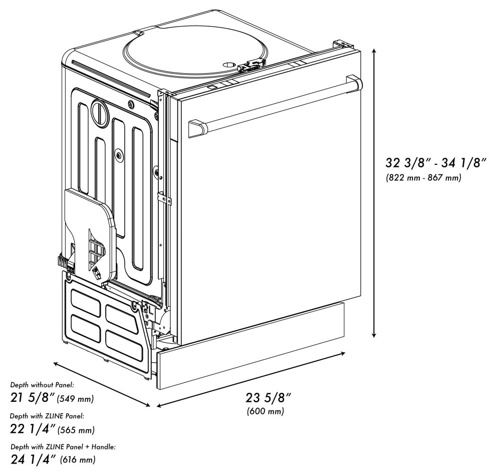 24" Top Control Dishwasher, DuraSnow DW-SN-H-24