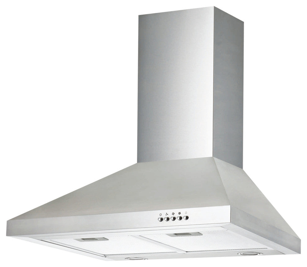 Pyramid Stainless Steel Wall-Mounted Range Hood, 30"