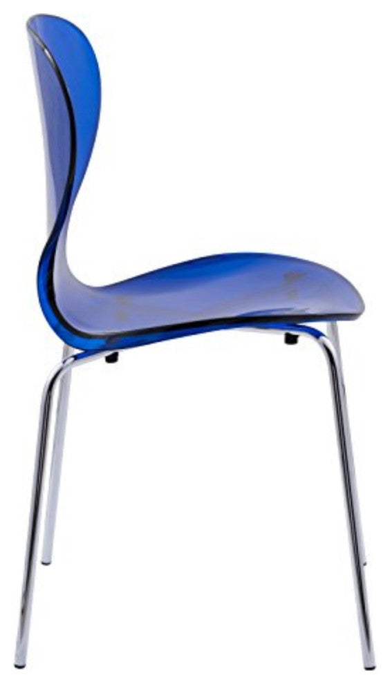 LeisureMod Modern Oyster Transparent Side Chair, Set of 2