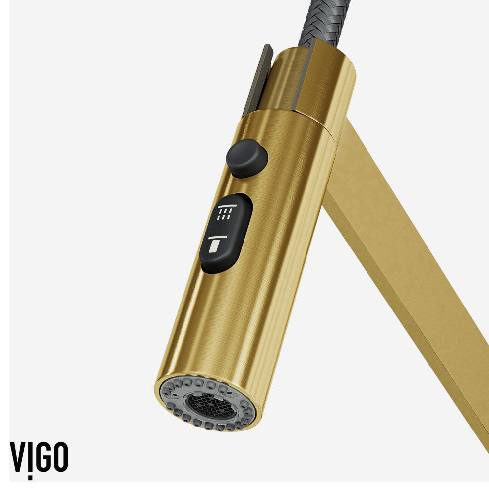 VIGO Edison Pro 20" H Single Handle Pull-Down Sprayer Kitchen Faucet, Matte Brushed Gold