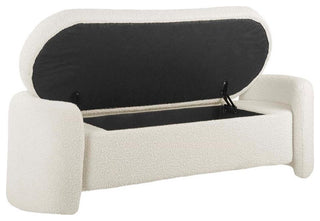 Modway Nebula Modern Style Wood and Boucle Upholstered Bench in Ivory