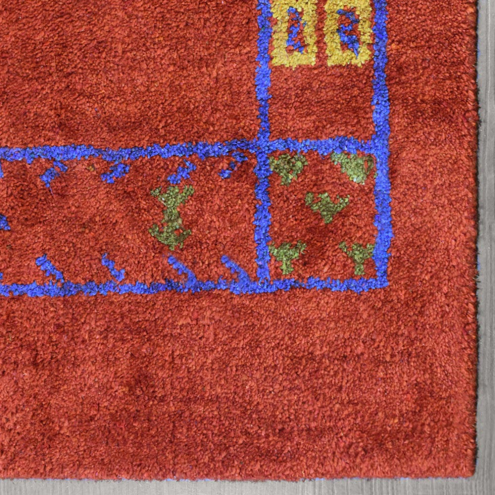 HAND KNOTTED LOOM SILK ECO-FRIENDLY AREA RUG -2'6''x12',Runner,Rust,Contemporary