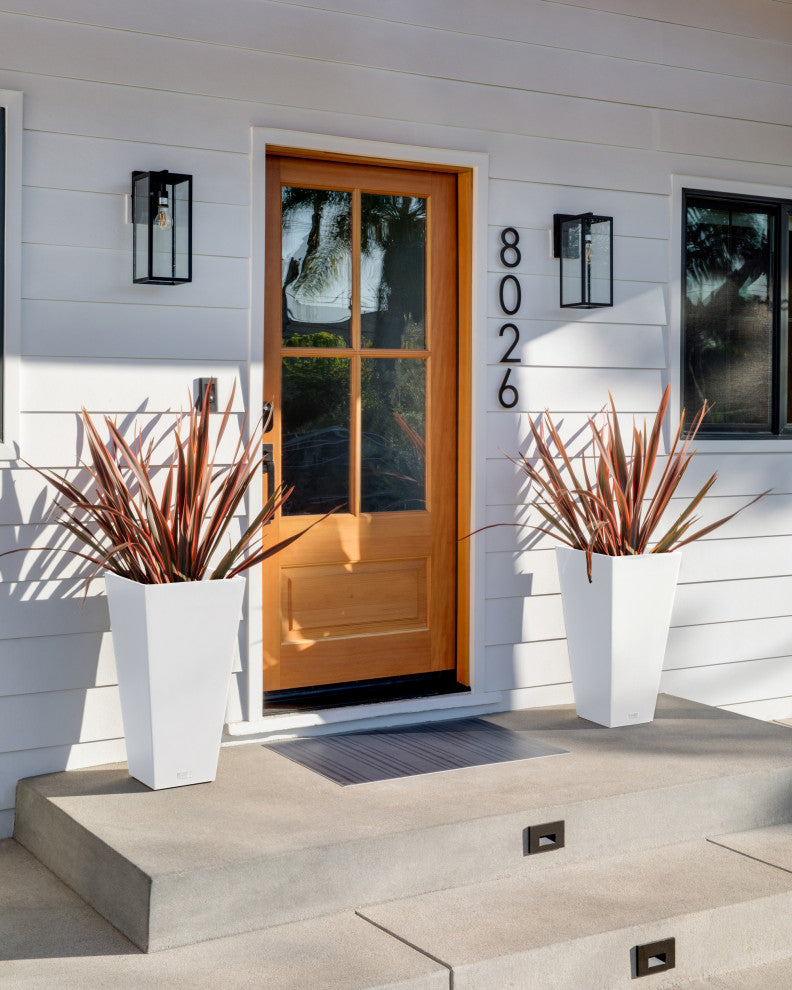 Midland Tall Square Planter, White, 30'', 2 Pack