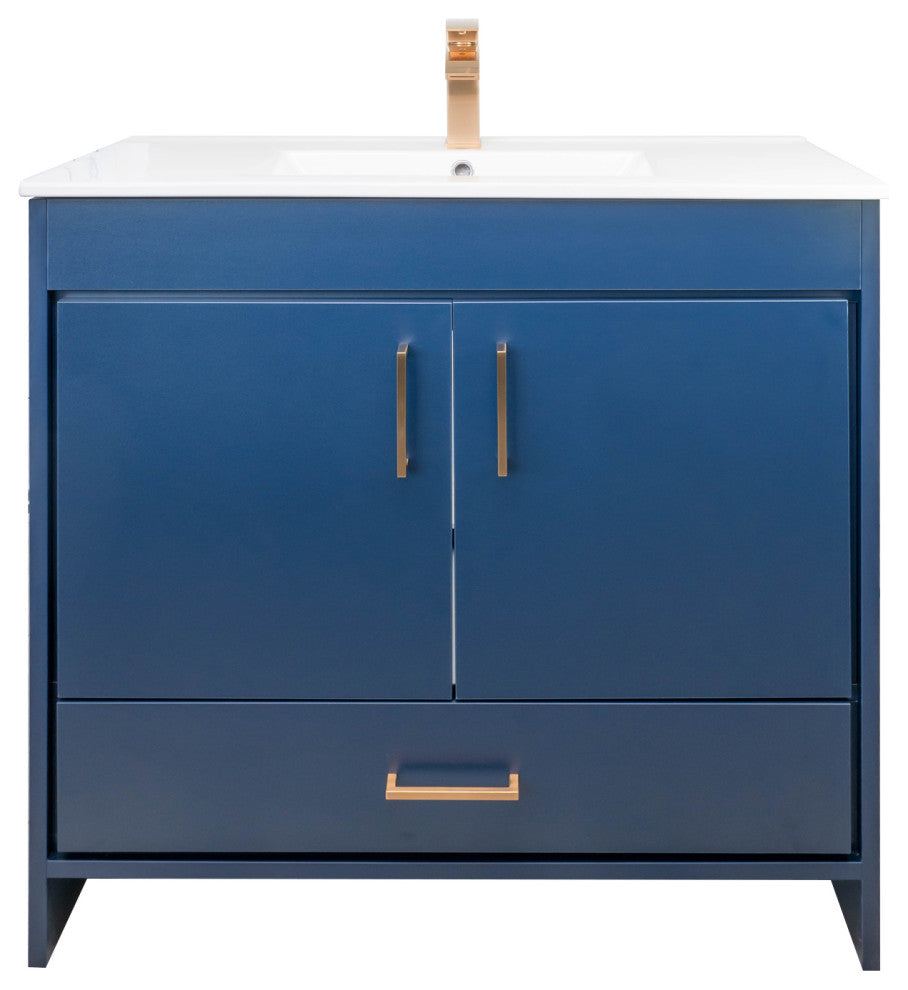 Skylar 36" Single Sink Freestanding Bathroom Vanity Set, Matte Blue