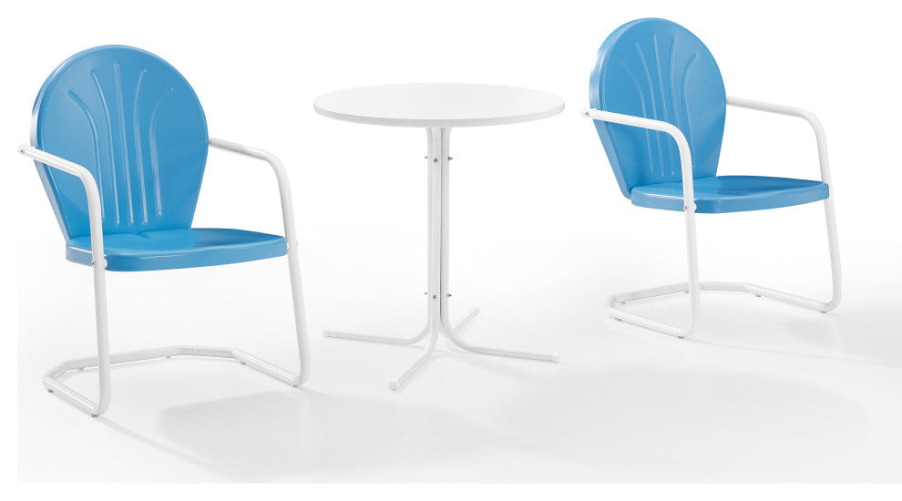 Griffith 3-Piece Outdoor Bistro Set, Sky Blue Gloss