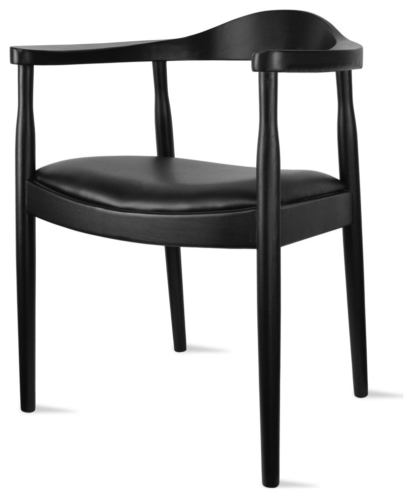 Real Oak Wood PU Leather Seat Wegner Kennedy Dining Assembled Chair, Black